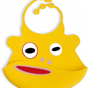 Baveta pentru bebelusi Neon Kids, silicon, galben, 7,87 x 10,43 cm