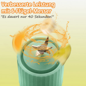 Blender portabil pentru suc proaspat Feekaa, plastic/otel inoxidabil, verde, 30 W, 300 ml