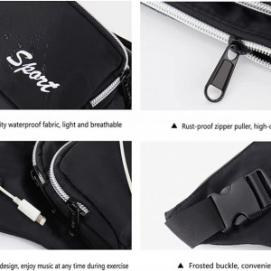 Borseta sport CYchen, nailon, negru/alb, 36 x 17 x 22 cm