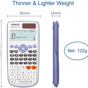 Calculator solar OSALO, argintiu/negru, plastic, 80 x 162 mm