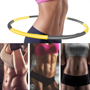 Cerc pentru fitness/masaj Bify, metal/spuma, gri/galben, 88 cm