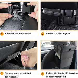 Cos de gunoi auto ACONDE, tesatura Oxford, negru, 21 x 15,5 x 15 cm