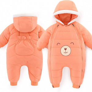 Costum pentru bebelusi cu manusi si papuci Balipig, poliester, portocaliu deschis, 9-12 luni