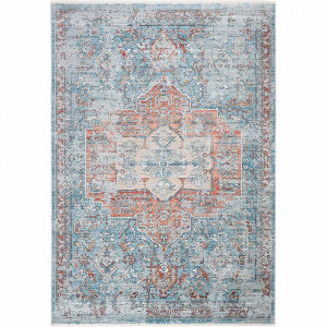 Covor Faith, fibre sintetice, albastru/rosu, 152 x 244 cm