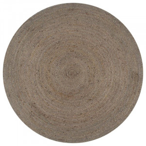 Covor rotund lucrat manual, gri, 120 cm
