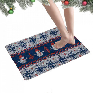 Covoras de baie pentru Craciun Anyingkai, textil, rosu/albastru/alb, 60 x 40 cm