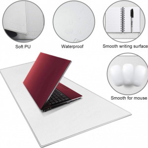 Covoras pentru birou Cacoy, piele PU, alb, 40 x 100 cm