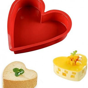 Forma de tort SWEET CANDY BAKERY, silicon, rosu, inima, 25 x 26 x 7 cm