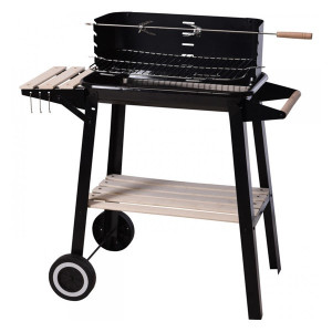 Gratar rectangular metal/lemn, negru, 54 x 34 x 6.5 cm