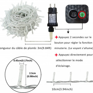 Instalatie cu 200 LED-uri YOSION, multicolor, 8 moduri de iluminare, 3 m