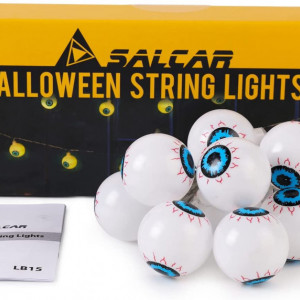 Instalatie pentru Halloween Salcar, LED, alb/negru/albastru, 1,5 m