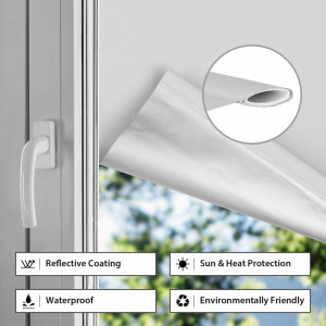 Jaluzea cu role fara foraj pentru ferestre/usi Sekey, poliester, alb, 150 x 85 cm