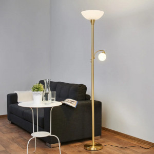 Lampadar Elaina, LED, metal/sticla, alb/auriu, 34 x 182,5 cm