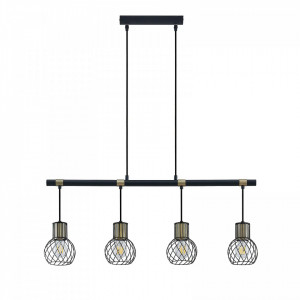 Lustra tip pendul Cornel, metal, negru/auriu, 87 x 120 cm