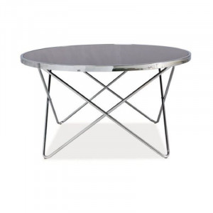 Masa de cafea Whitehaven, metal/sticla, negru fumuriu/crom, 46 x 85 x 85 cm