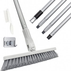 Matura cu maner telescopic CHOREASY, gri, plastic/otel inoxidabil, 22 x 130 cm