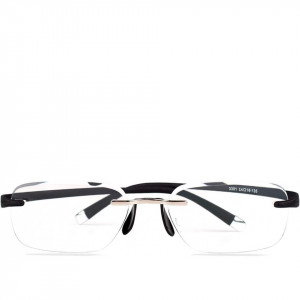 Ochelari de citit GQUEEN, pentru barbati, cu dioprii +2.5, metal/plastic, negru