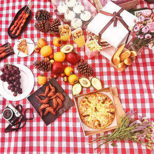 Patura pentru picnic Smilbaley, PVC, roz/alb, 150 x 200 cm