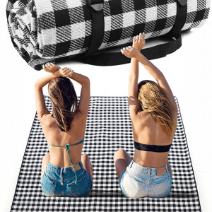 Patura pentru picnic SSNH, burete/PEVA, alb/negru, 150 x 200 cm