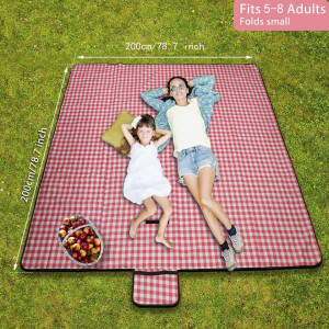 Patura picnic TKLake, PVC, rosu/alb, 200 x 200 cm