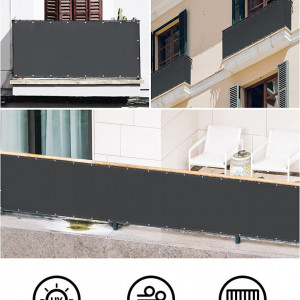 Prelata pentru balcon Sekey, textil, gri inchis, 0,9 x 3 m