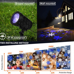Proiector de lumini cu LED de ninsoare YMing, IP65, telecomanda, negru, plastic/aluminiu