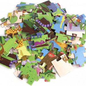 Puzzle cu 63 piese pentru copii OhMill, hartie, animale, multicolor, 48 x 33 cm