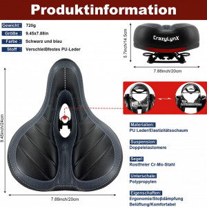Sa de bicicleta ergonomica CRAZYLYNX, negru, spuma/piele PU