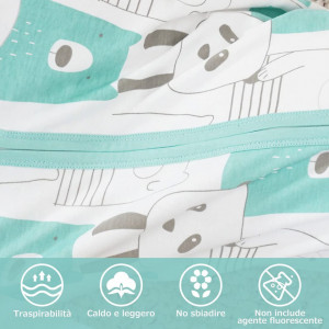 Sac de dormit pentru copii Isyunen, model Panda, bumbac, multicolor, M, 1-3 ani