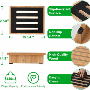 Scaun de sprijin pentru copii/seniori StrongTek, lemn/plastic, negru/natur, 36,8 x 29,2 cm
