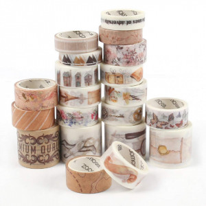 Set 20 role de banda washi HAKACC, hartie, multicolor, 2 m