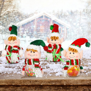 Set 4 decoratiuni de Craciun Holres, plastic/poliester, multicolor, 21 x 9,5 cm
