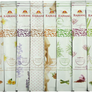 Set de 10 pachete cu betisoare parfumate RAJRANG BRINGING, pulbere de carbune/uleiuri esentiale, multicolor, 200 tije