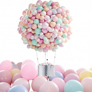 Set de 100 de baloane cu panglica Elion, latex, multicolor, 25 cm