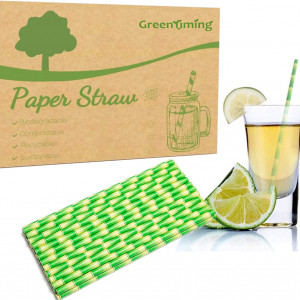 Set de 100 paie Greentiming, hartie, verde/natur, 19,8 cm