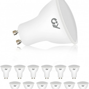 Set de 12 becuri GY, LED, GU10, alb, 800 lumeni, 8 W, 5 x 5,9 cm
