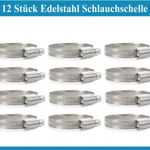 Set de 12 coliere metalice HOECMRHP, argintiu, 25-40 mm