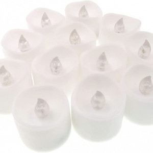 Set de 12 lumanri JZK, LED, plastic, alb, 3,3 x 3,5 cm