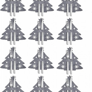 Set de 12 suporturi pentru tacamuri Yizemay, pasla, gri inchis, 21 x 13 cm