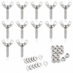 Set de 12 suruburi cu piulite LEONTOOL, otel inoxidabil, argintiu, M6x20mm