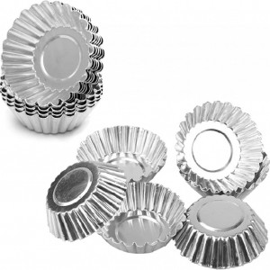 Set de 16 forme pentru prajituri HEIGOO, aliaj , argintiu, 7 x 2 cm