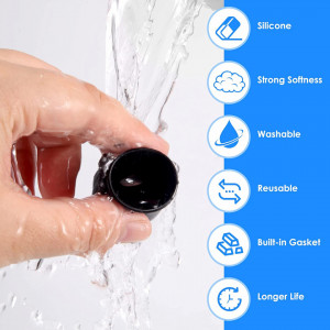 Set de 16 protectii pentru picioarele scaunului Vabneer, negru, silicon/pasla, 25 - 30 mm
