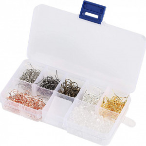 Set de 180 de carlige si 200 capace pentru cercei Naler, metal/plastic, multicolor, 20 x 18 mm
