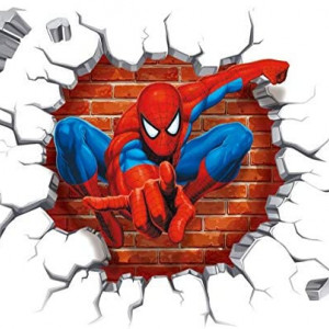 Set de 2 autocolante Spider-Man Kibi, vinil, multicolor, 40 X 47 cm