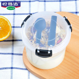 Set de 2 caserole cu tacamuri pentru pranz IGINOA, roz/alb, plastic, 600 ml, 10,7 x 11,8 cm