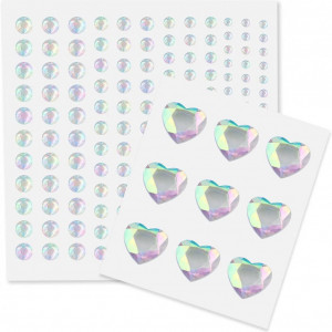 Set de 2 coli cu autocolante stras pentru unghii, acrilic, multicolor, 3/4/5/6/mm