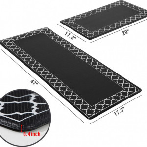 Set de 2 covorase de bucatarie GALMAXS7, gri/alb, PVC, 45,5 x 119,4 cm / 44,5 x 74,5 cm