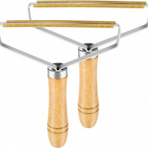 Set de 2 dispozitive portabile pentru scame Umorismo, lemn/metal, auriu/argintiu/natur, 18 x 14 cm