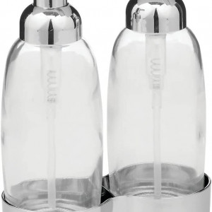 Set de 2 dozatoare de sapun mDesign, sticla/otel inoxidabil, 20,3 x 16 x 8 cm