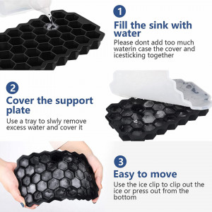 Set de 2 forme pentru cuburi de gheata ChuerTech, silicon, negru, 18/21,7 cm